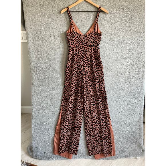 Lovers + Friends Jumpsuit Small Leopard Animal Print Wide Leg Sleeveless Orange - Picture 5 of 16